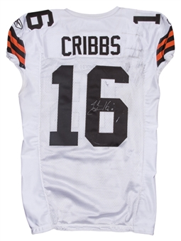 2009 Josh Cribbs Game Used & Twice-Signed Cleveland Browns Road Jersey (NFL-PSA/DNA)